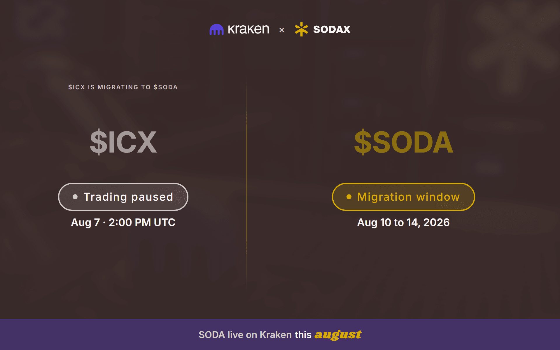 SODA Trading begins on Kraken this August